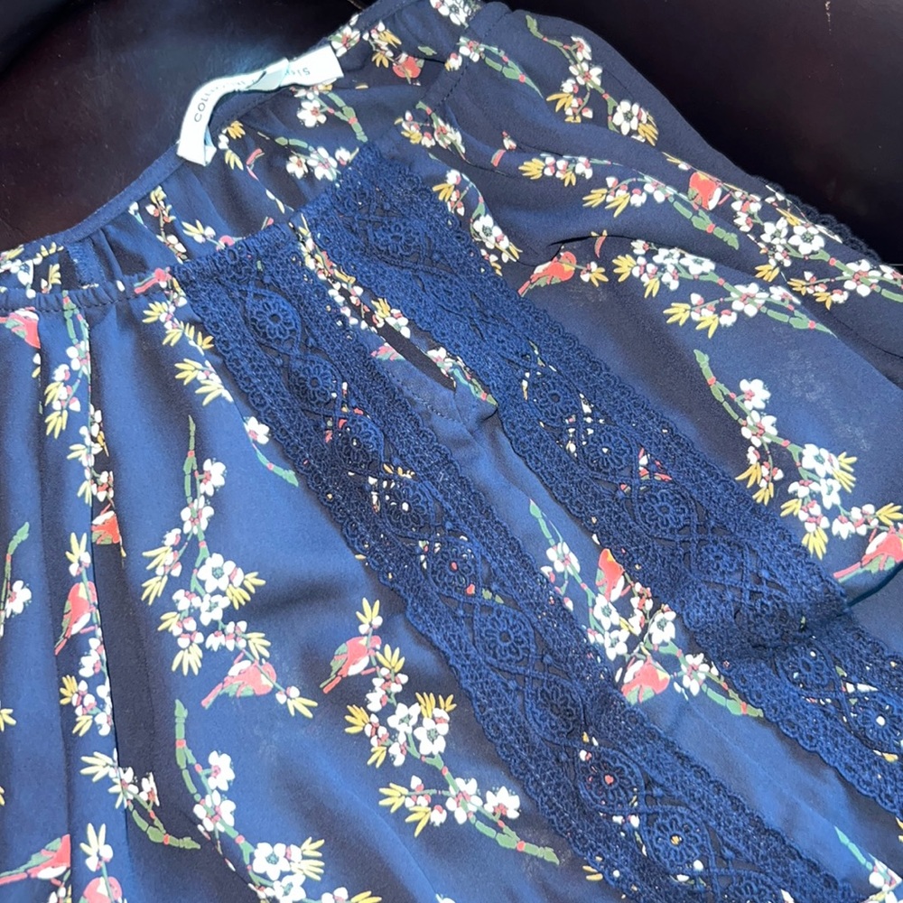 Long sleeve navy blouse